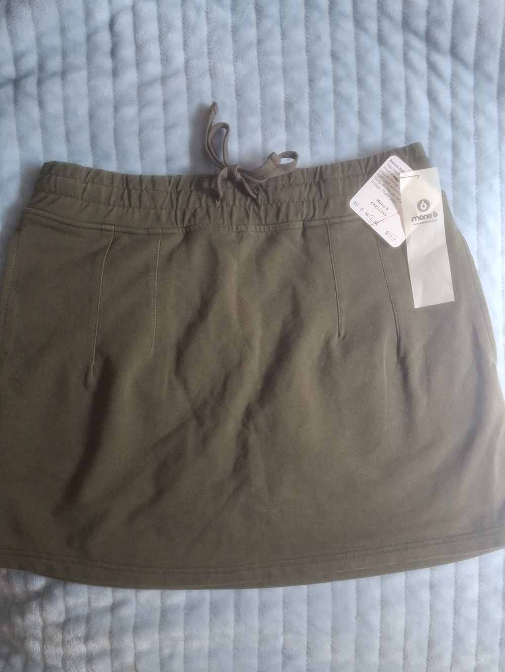 Mono B Olive Green Drawstring Casual Mini Skirt